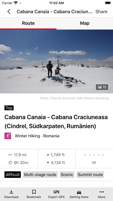 Tangkapan skrin Romania Outdoor Travel Guide