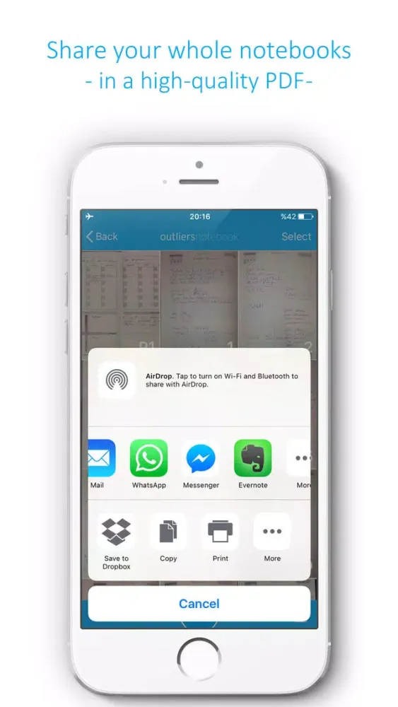 Capturas de pantalla de Outliers Notebook | Scan notes and share PDF files
