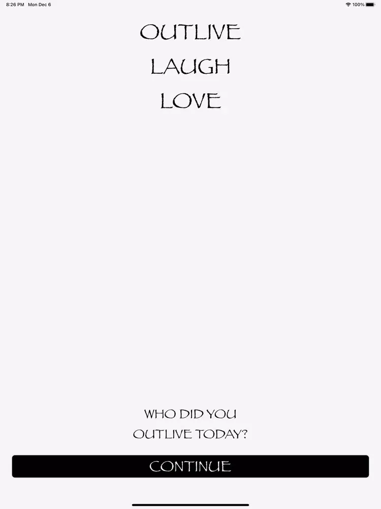Tangkapan skrin Outlive Laugh Love iPad 