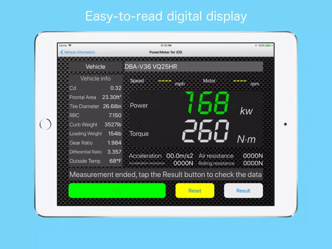 Vehicle Power Meter iPad 應用截圖