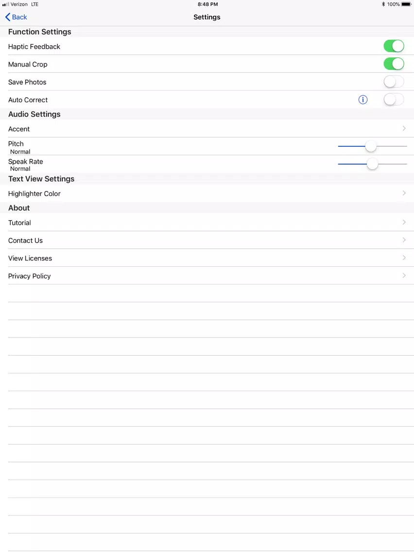 ภาพหน้าจอของ Outloud Reader iPad 