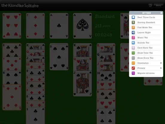 Tangkapan layar The Klondike Solitaire iPad 