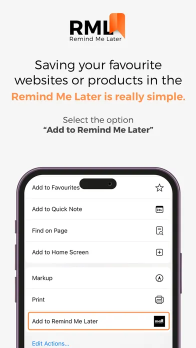 Captures d'écran de RemindMeLater.io