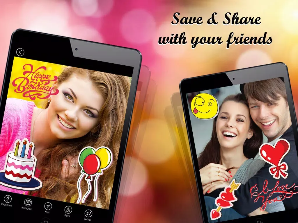 Pic Sticker free - Decorate your image with stickers huge collection of stickers for events like birthday wedding anniversary party funny text and doodle stickers iPad  Screenshots