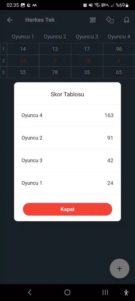 Capturas de pantalla de Yazboz 101 - Skor Tablosu
