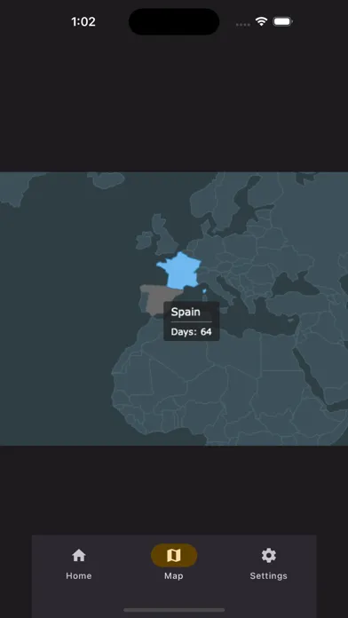 Tangkapan skrin Visited Countries Tracker