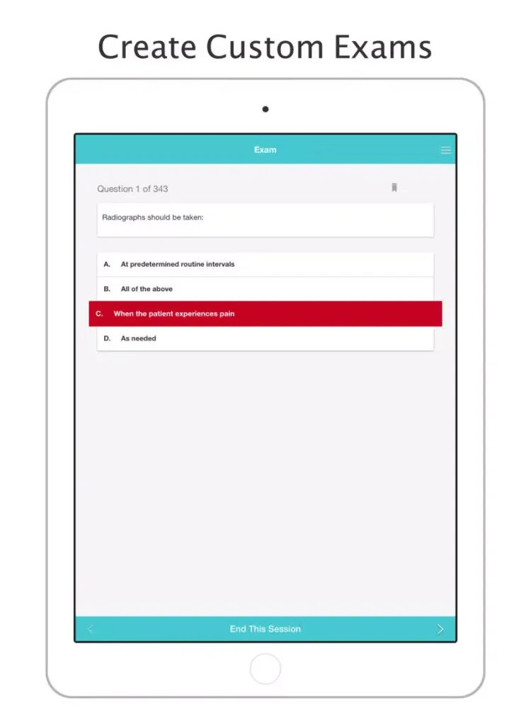 Capturas de tela do NBDHE: Dental Hygienist - 2017 - Practice Exam iPad 