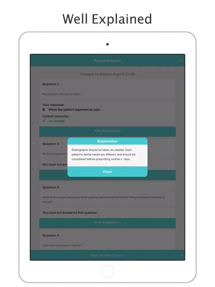Capturas de tela do NBDHE: Dental Hygienist - 2017 - Practice Exam iPad 