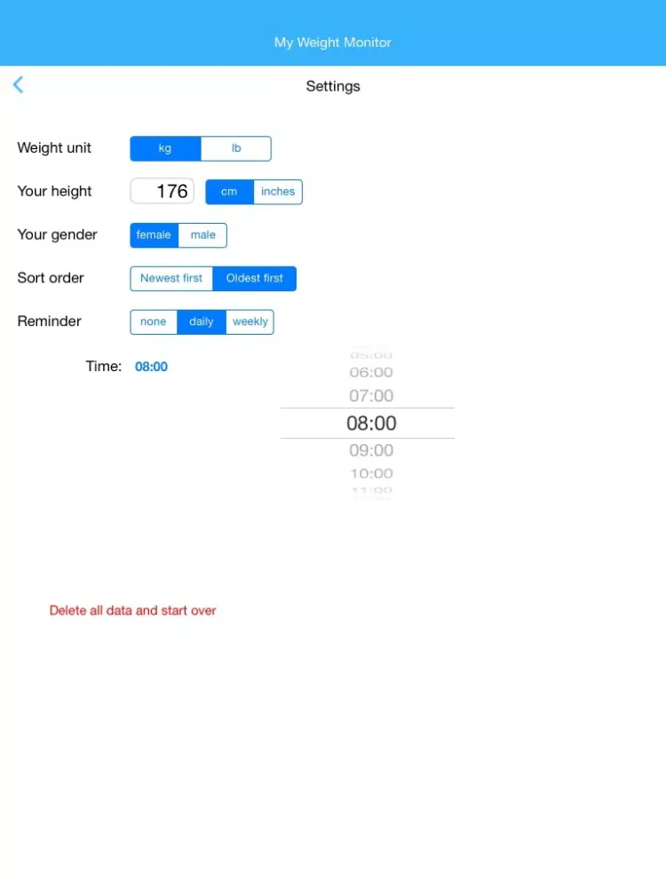 Capturas de tela do My Weight Monitor iPad 
