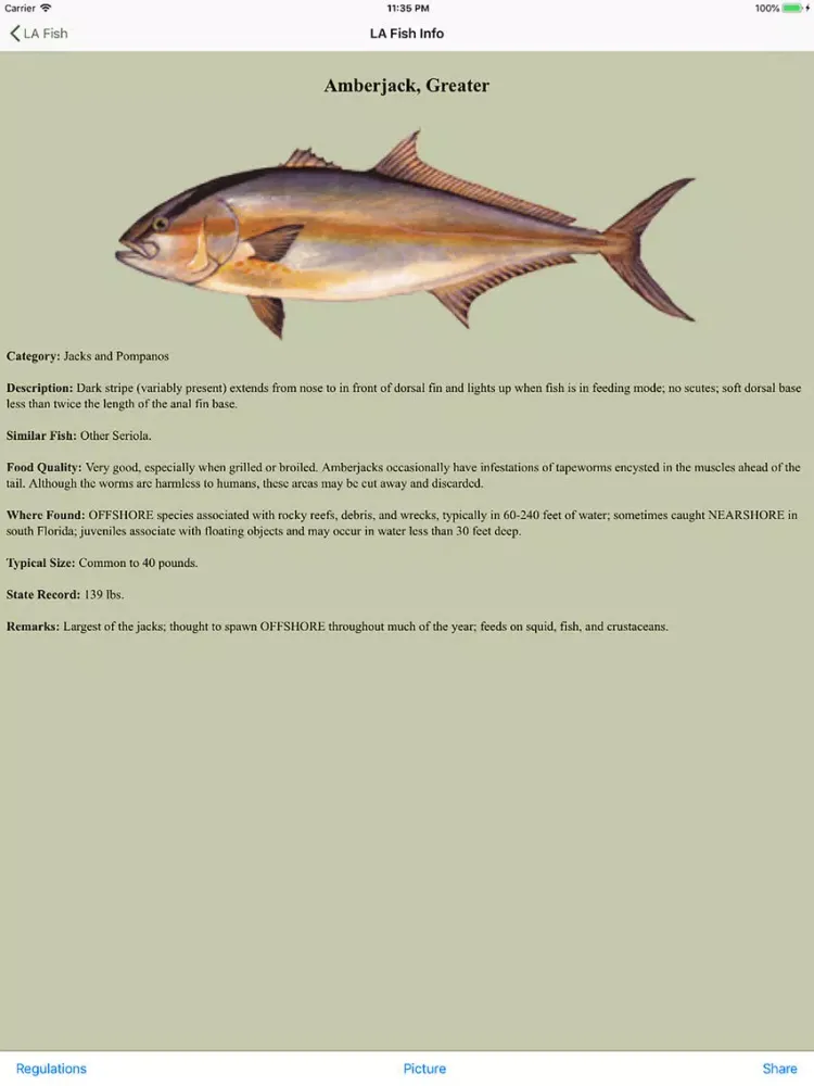 Capturas de tela do GA Saltwater Fishing Companion iPad 