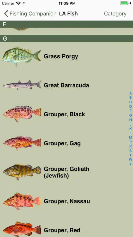 Capturas de tela do GA Saltwater Fishing Companion