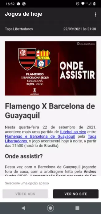 Capturas de tela do Futebol Ao Vivo