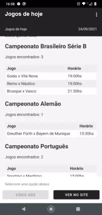 Capturas de tela do Futebol Ao Vivo