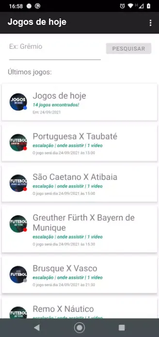 Capturas de tela do Futebol Ao Vivo