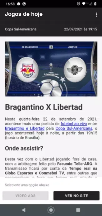 Capturas de tela do Futebol Ao Vivo