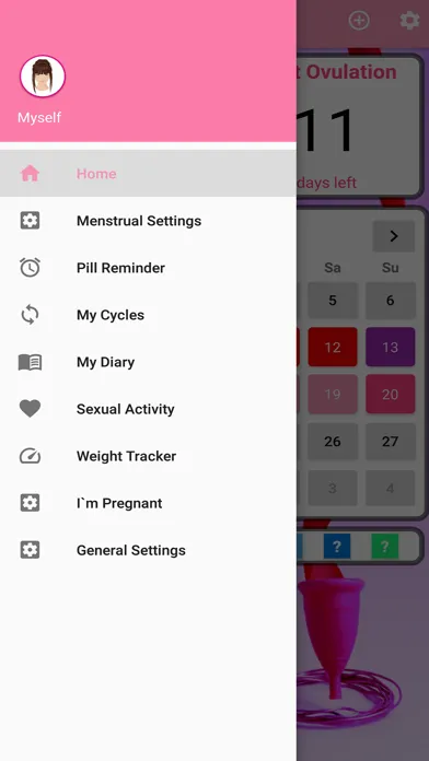 Myself - Period Tracker سکرین شاٹس