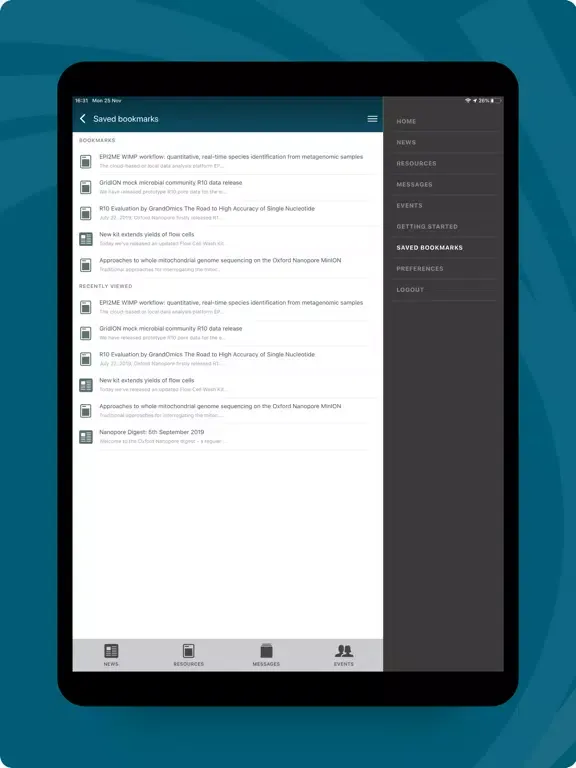 Скриншоты Oxford Nanopore iPad 