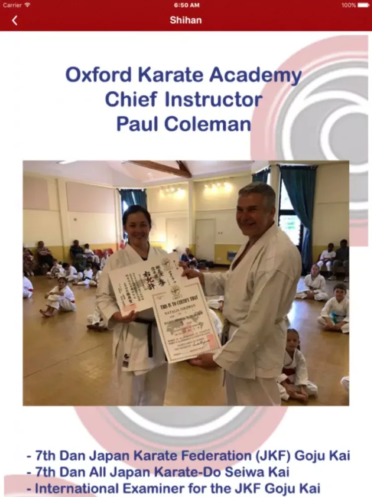 Oxford Karate Academy iPad  Ekran Görüntüleri