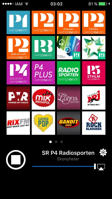 Capturas de tela do Radio Sweden