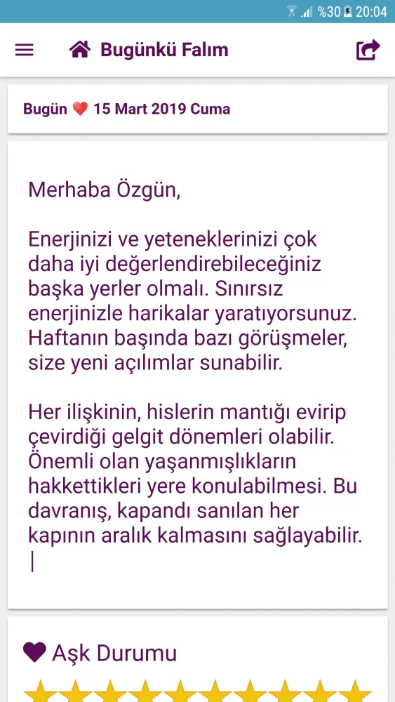 Zrzuty ekranu Bugünkü Falım - Günlük Fal