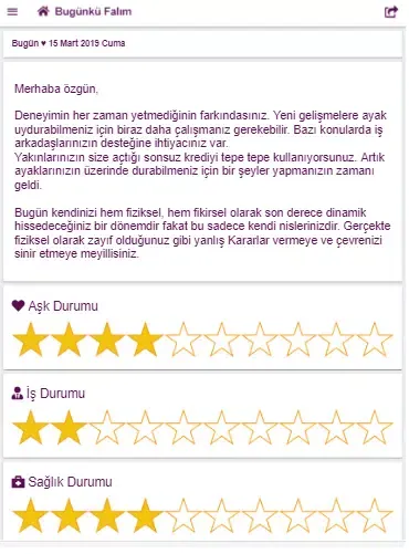 Zrzuty ekranu Bugünkü Falım - Günlük Fal