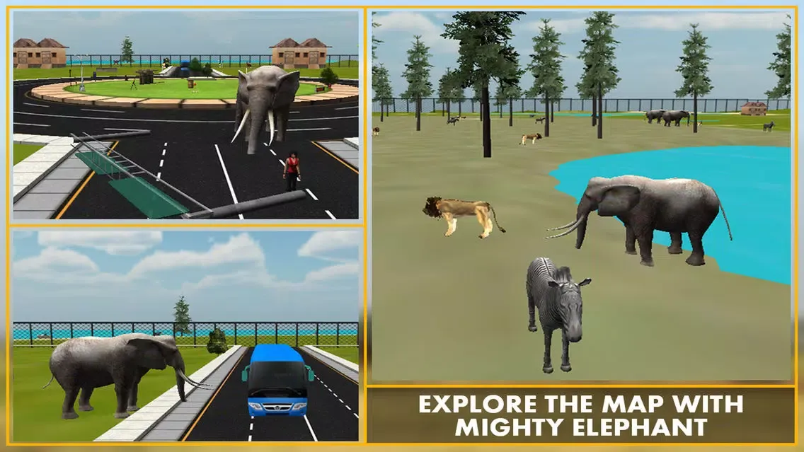 Tangkapan layar Elephant 3D Simulator – Enjoy City Rampage with Wild Animals