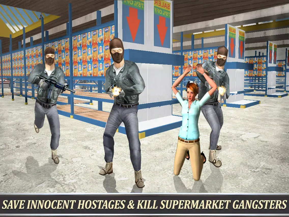 Zrzuty ekranu Super Market Gangster Vs Police Sniper Mission 3D iPad 