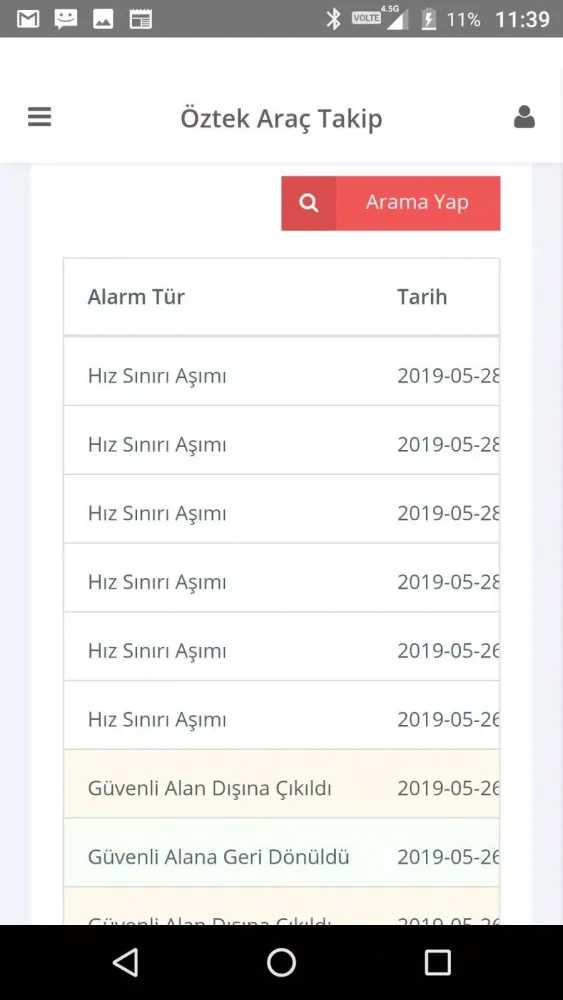 Tangkapan layar Araç Takip Öztek