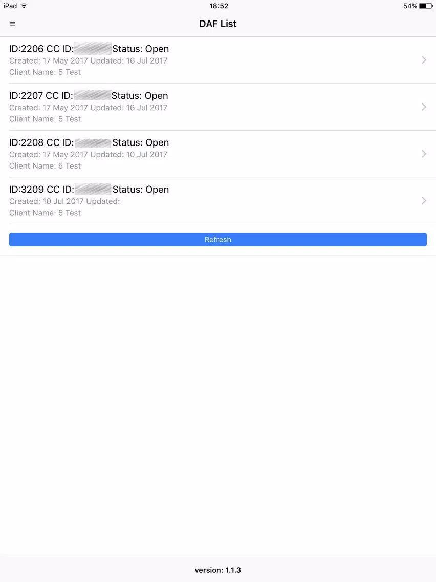 Ảnh chụp màn hình của CC DAF iPad 