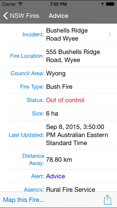 NSW Fires スクリーンショット