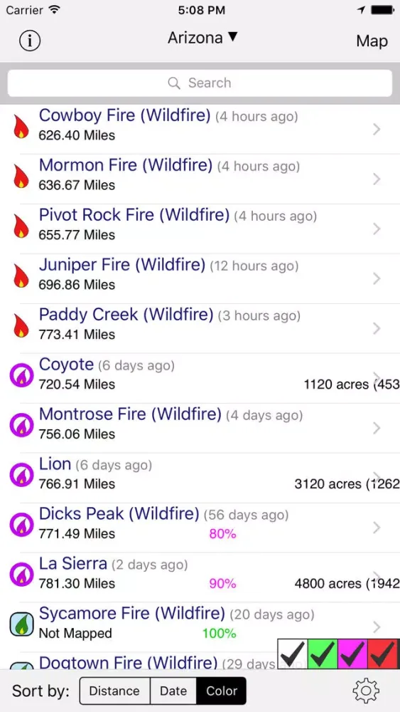 Zrzuty ekranu US Fires