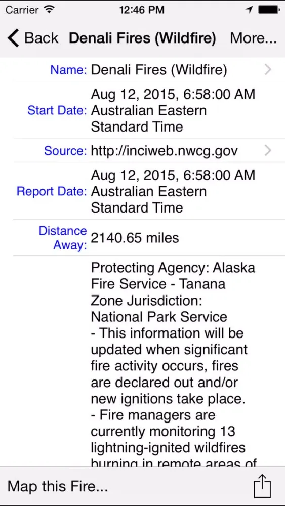 Zrzuty ekranu US Fires
