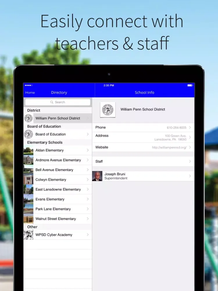 Tangkapan skrin William Penn School District iPad 