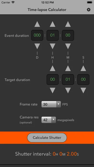 Time-lapse Calculator Screenshots