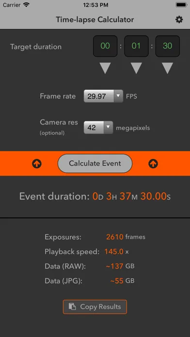 Time-lapse Calculator Screenshots