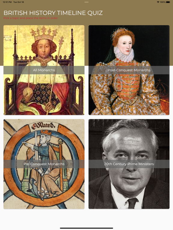 British History Timeline Quiz iPad  Screenshots