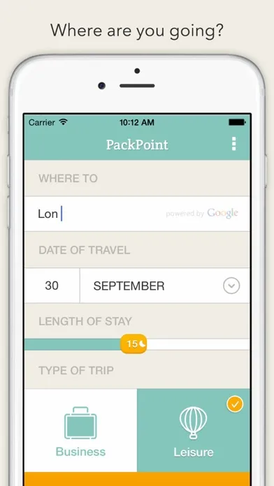 Capturas de tela do PackPoint Premium Packing List