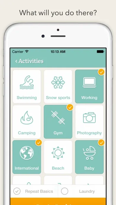 Capturas de tela do PackPoint Premium Packing List
