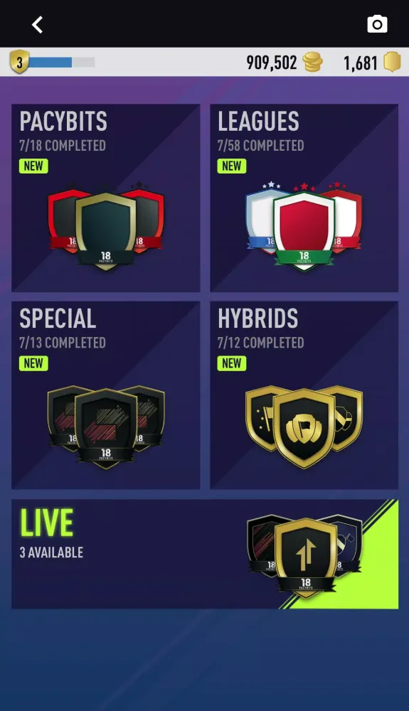 Capturas de tela do FUT PACK