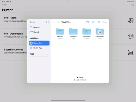 Printer · iPad  स्क्रीनशॉट
