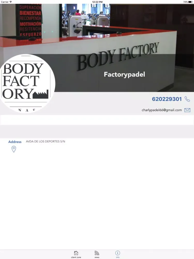 BODY FACTORY PADEL iPad  Screenshots