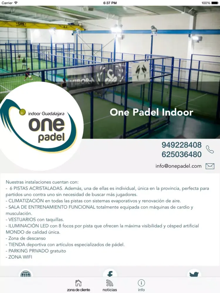 One Padel iPad 应用截图