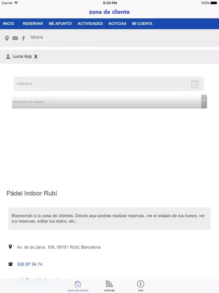 Padel Indoor Rubi App iPad  स्क्रीनशॉट