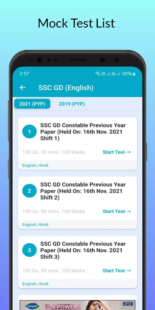 Tangkapan skrin SSC GD Mock Test Prep App 2024