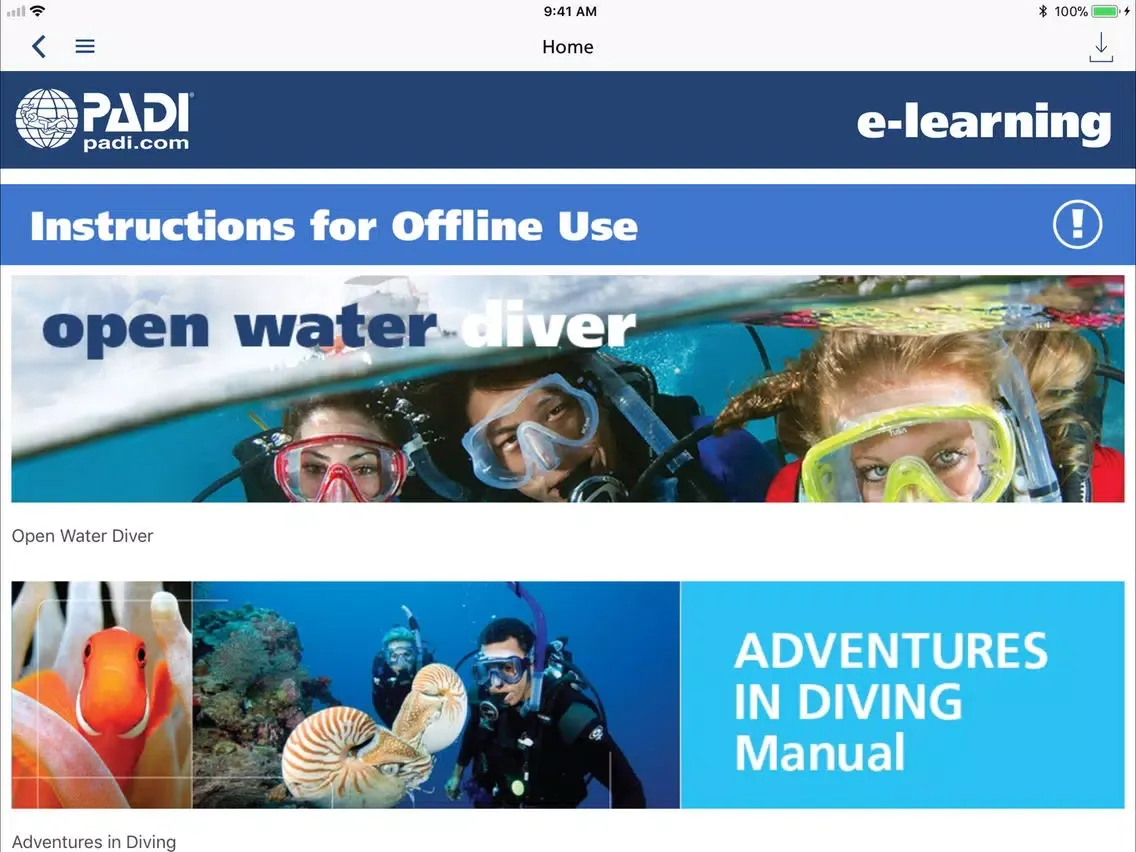PADI Library iPad  スクリーンショット
