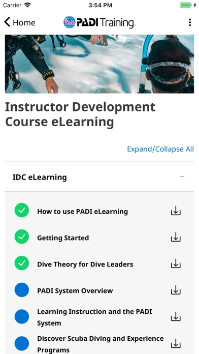PADI Training Ekran Görüntüleri