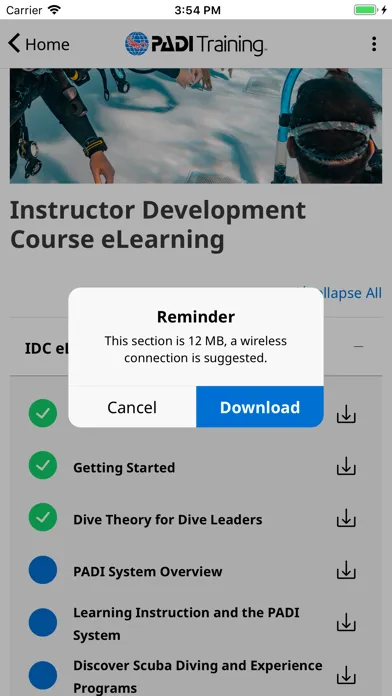 PADI Training Ekran Görüntüleri