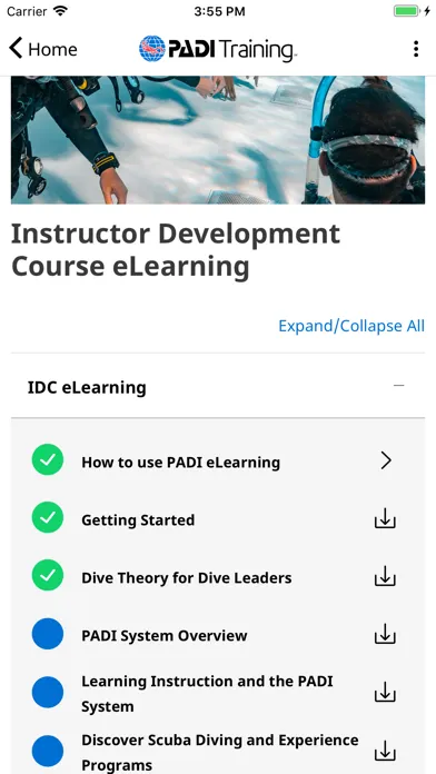 PADI Training Ekran Görüntüleri