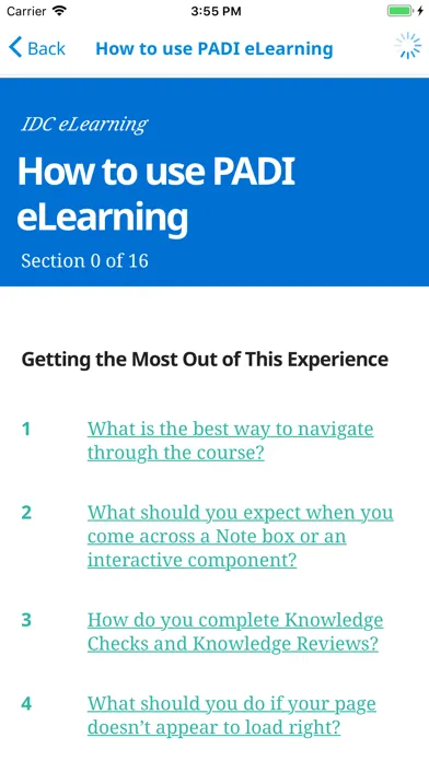 PADI Training Ekran Görüntüleri