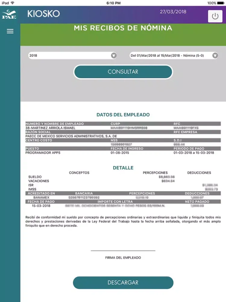 PAE Kiosko iPad  스크린샷